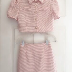 Fashion Nova Pink Textured Skirt Set